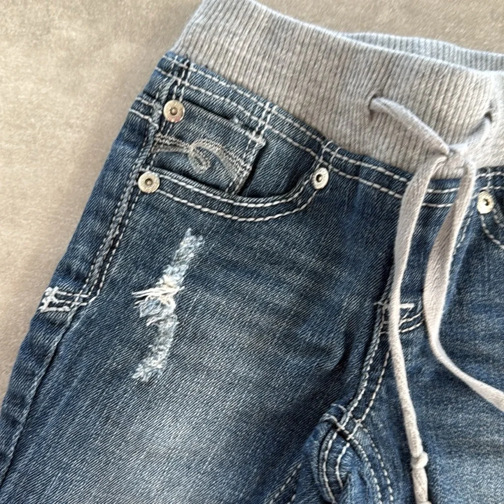 *LIKE NEW* Justice Girl's Cuffed Jean Shorts w/ Drawstring - 6S